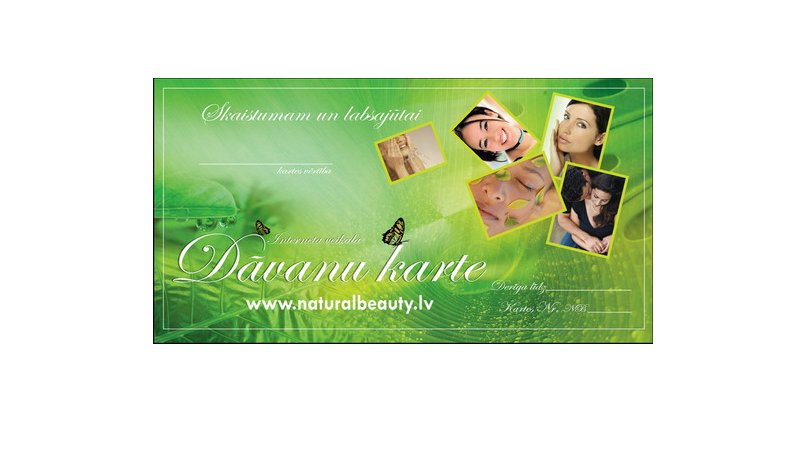 "Naturalbeauty.lv"Dāvanu karte 50Ls vērtībā