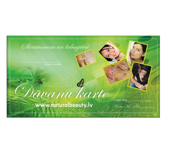 "Naturalbeauty.lv"Dāvanu karte 10Ls vērtībā